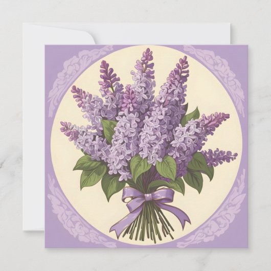 Lila Lilac-Blume Einladung (Vorderseite)