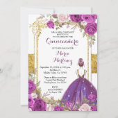 Lila Lilac Blume Gold Quinceanera Einladung (Vorderseite)