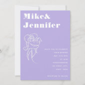 Lila Lilac Blume Kontur QR Code Hochzeit Einladung (Vorderseite)