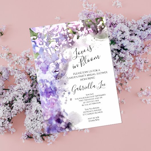 Lila Lilac Blume Liebe ist in Bloom Brautparty Einladung
