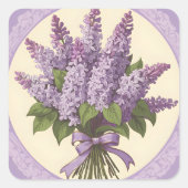 Lila Lilac-Blume Quadratischer Aufkleber (Vorderseite)