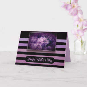 Lila Lilac-Blume und Streifen Karte