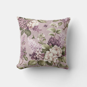 Lila Lilac Blume Vintages Muster Kissen