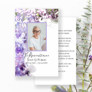 Lila Lilac Blume Wasserfarben Beerdigung Gebet Visitenkarte