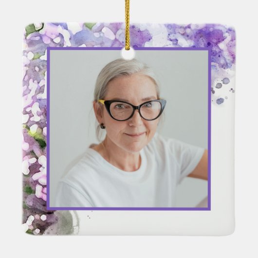 Lila Lilac-Blume Wasserfarben-Gedenkstätte Keramikornament (Rückseite)