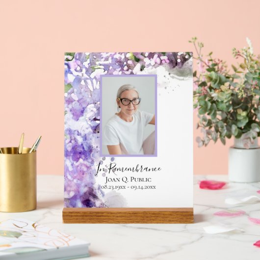 Lila Lilac Blume Wasserfarbenfeier Acrylschild (Hochzeit)