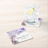Lila Lilac Blume Wasserfarbenhochzeit Rechteckiger Pappuntersetzer (Vor Ort)