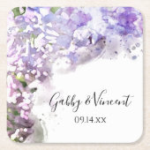 Lila Lilac Blume Wasserfarbenhochzeit Rechteckiger Pappuntersetzer (Vorderseite)
