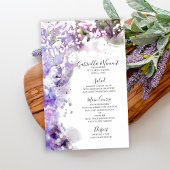 Lila Lilac Blume Watercolor Wedding Menu