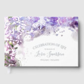 Lila Lilac-Blume zum Gedenken an das Leben Gästebuch (Vorderseite)