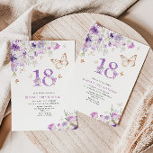 Lila Lilac Butterflies 18. Geburtstag Einladung