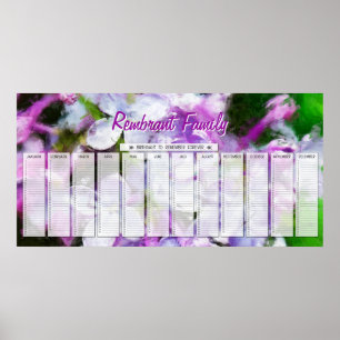 Lila Lilac Custom Family Geburtstagskalender Poster