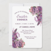 Lila Lilac Flora Rustikale Rose Ostern Abendessen  Einladung (Vorderseite)