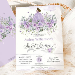 Lila Lilac Floral 16 . Geburtstag 16. Geburtstag Einladung
