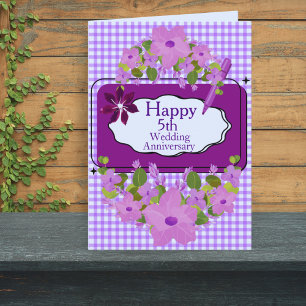 Lila Lilac Floral 5. Happy Wedding Jubiläum Karte