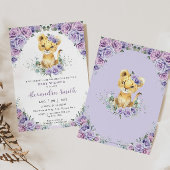 Lila Lilac Floral Adorable Lion Cub Kinderdusche Einladung