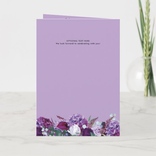 Lila Lilac Floral All-in-One Botanische Hochzeit Einladung (Rückseite)