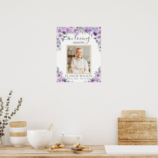 Lila Lilac Floral Beerdigung Memorial Picture Foto Poster (Küche)