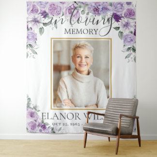 Lila Lilac Floral Beerdigung Memorial Picture Foto Wandteppich
