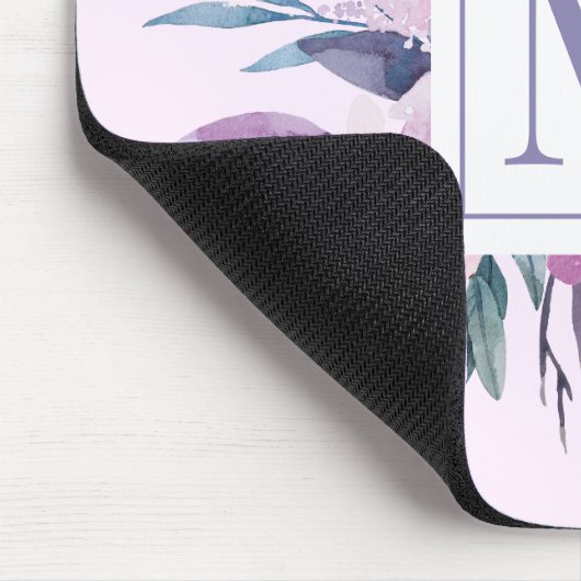 Lila Lilac Floral Blume Custom Monogram Mousepad (Ecke)