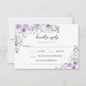 Lila Lilac Floral Bohemisch Wedding RSVP Cards (Vorderseite)