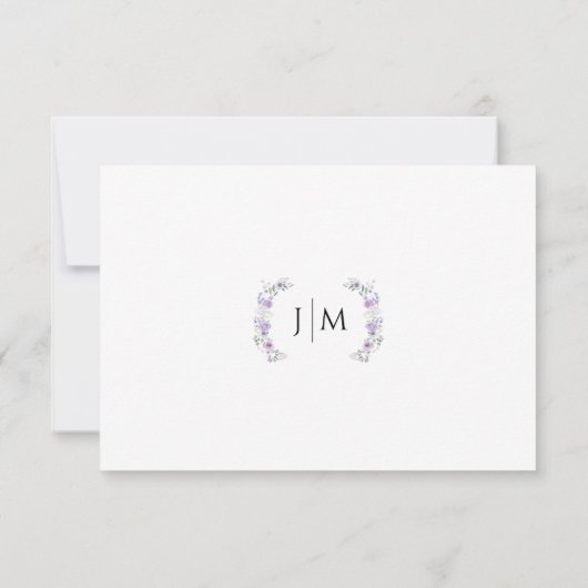 Lila Lilac Floral Bohemisch Wedding RSVP Cards (Rückseite)