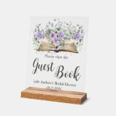 Lila Lilac Floral Book Chapter Bridal Guest Book Acrylschild (Winkel)