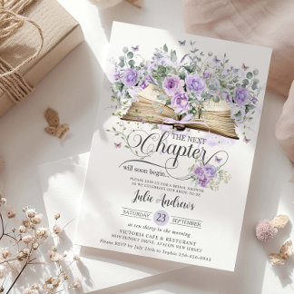Lila Lilac Floral Book Nächstes Kapitel Bridal Einladung