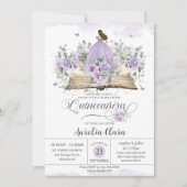 Lila Lilac Floral Book New Chapter Quinceañera Einladung (Vorderseite)