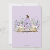 Lila Lilac Floral Book New Chapter Quinceañera Einladung (Rückseite)