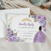 Lila Lilac Floral Brown Girl Quinceañera Antwort