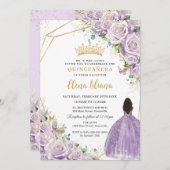 Lila Lilac Floral Brown Princess Quinceanera Einladung (Vorne/Hinten)