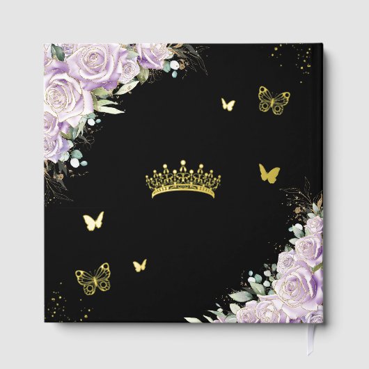 Lila Lilac Floral Butterfliegen Quinceañera Foto Gästebuch (Rückseite)