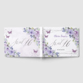 Lila Lilac Floral Butterfliegen Silbersüß 16 Gästebuch (Voll)