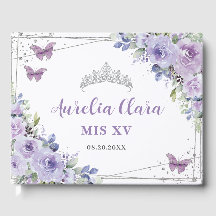 Lila Lilac Floral Butterfliegen Silver QUINCEAÑERA