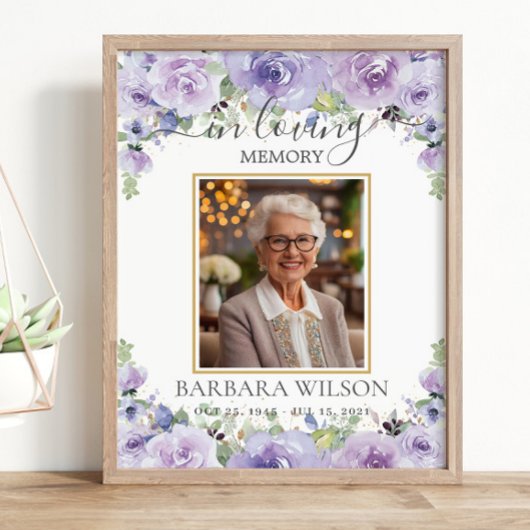 Lila Lilac Floral Foto Beerdigung gemeinsame Erinn Poster