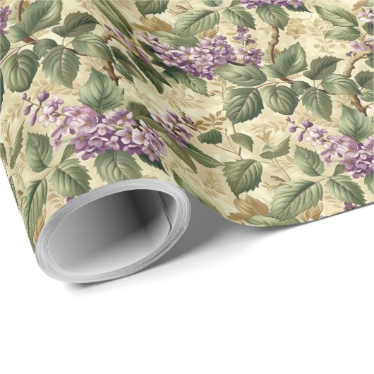 Lila Lilac Floral Geschenkpapier Wrapping (Rolleneckpunkt)