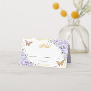 Lila Lilac Floral Gold Quinceañera 16. Geburtstag Platzkarte