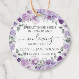 Lila Lilac Floral Memorial Beerdigung Saatgut Pack Geschenkanhänger