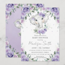 Lila Lilac Floral Niedlich Elephant Baby Dusche