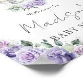 Lila Lilac Floral Niedlich Elephant Baby Duschzeic Poster (Ecke)