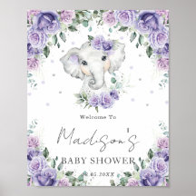 Lila Lilac Floral Niedlich Elephant Baby Duschzeic
