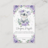 Lila Lilac Floral Niedlich Koala Baby Diaper Raffl Begleitkarte (Vorderseite)