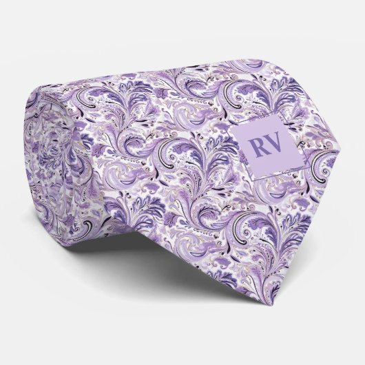 Lila Lilac Floral Paisley Krawatte (Gerollt)
