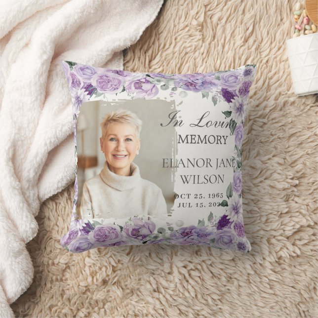 Lila Lilac Floral Picture Funerake Keepake Kissen (Decke)