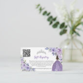 Lila Lilac Floral Quinceañera QR Geschenkregister Begleitkarte (Stehend Vorderseite)