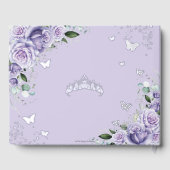 Lila Lilac Floral Quinceañera XV 15 Silver Foto Gästebuch (Rückseite)