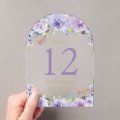 Lila Lilac Floral Quinceañera XV 16 Tischnummer (Insitu (Handheld))