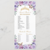 Lila Lilac Floral Quinceñera Orden der Veranstaltu Programm (Rückseite)