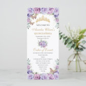 Lila Lilac Floral Quinceñera Orden der Veranstaltu Programm (Stehend Vorderseite)